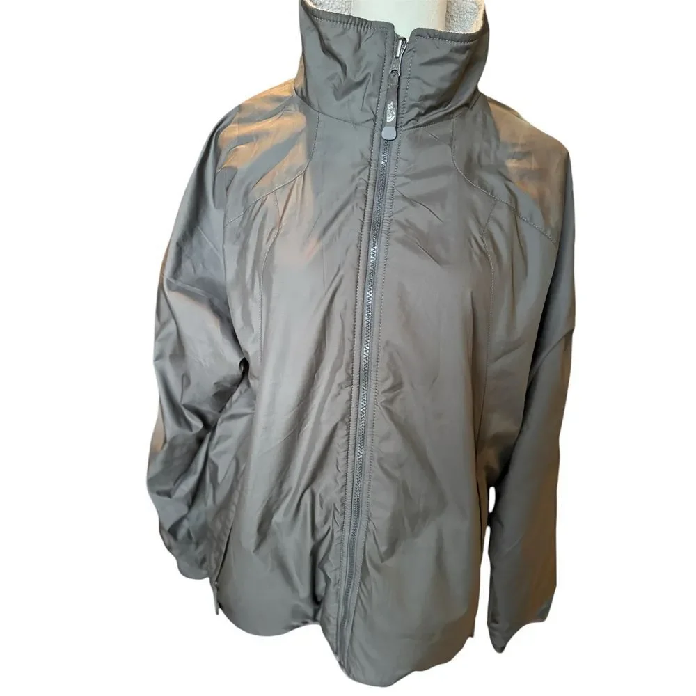 The‎ North Face Men's Sherpa Lined Windbreaker Full Zip Gray Outdoor Shell Men L